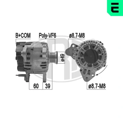 Kuva ERA 209218A Laturi 14V 110A SKODA: Octavia 2 Combi, II Hatchback, Yeti, VOLKSWAGEN: Golf 6, Caddy 3, AUDI: A3 Sportback, Hatchback