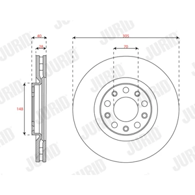 Kuva Jarrulevy, Etuakseli JEEP COMPASS OE K68249840AA, K68249840AB, K68249840AC