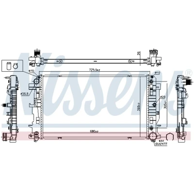 Kuva NISSENS 627062 Jäähdytin Alumiini 680 396 26 Jäähdytysrivat juotetut VOLKSWAGEN: Crafter 30 35 Bussi, 50 Van