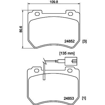 Kuva HELLA 8DB 355 014 651 Jarrupalat kulumisvaroitinkoskettimella ALFA ROMEO: 159 Sportwagon, Sedan, Brera