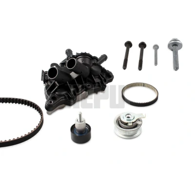 Kuva HEPU PK06750 Vesipumppu + Jakohihnasarja Termostaatti vesipumpussa, Ruuveilla VOLKSWAGEN: Polo V Hatchback, SEAT: IBIZA 5, SKODA: Citigo