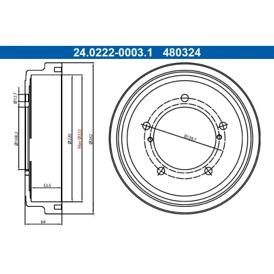 Kuva ATE 24.0222 0003.1 Jarrurumpu 262,0mm