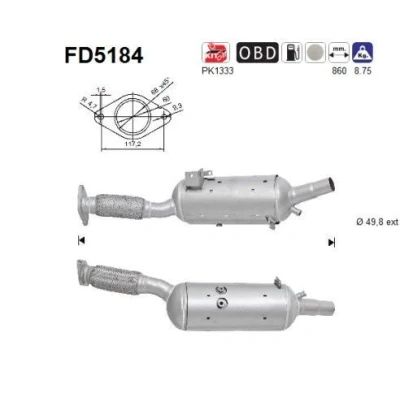 Kuva AS FD5184 Hiukkassuodatin Euro 5 Kordieriitti