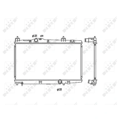 Kuva NRF 53449 Jäähdytin Alumiini 638 350 16 Tiivisterenkaalla Jäähdytysrivat juotetut TOYOTA: Yaris I Hatchback