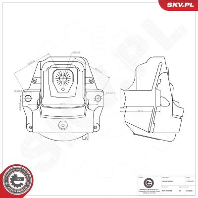 Kuva ESEN SKV 75SKV327 Moottorin Kumityyny Vasen Hydrolaakeri Alumiini, Kumi 150mm AUDI: A5 B8 Sportback, A4 Avant, Sedan