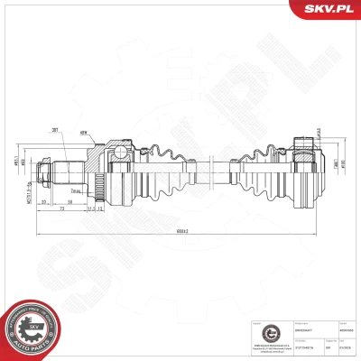 Kuva Vetoakseli, Taka akseli, oikea Esen skv 40SKV053 bmw x3 [e83] OE 31217540116, 33203415956, 33207524044