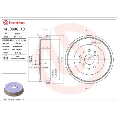 Kuva BREMBO 14.D636.10 Jarrurumpu 254,1 TOYOTA: HILUX 3 Pick up