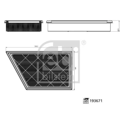 Kuva FEBI BILSTEIN 193671 Ilmansuodatin 56,5mm 198mm 339,5mm Suodatinpanos