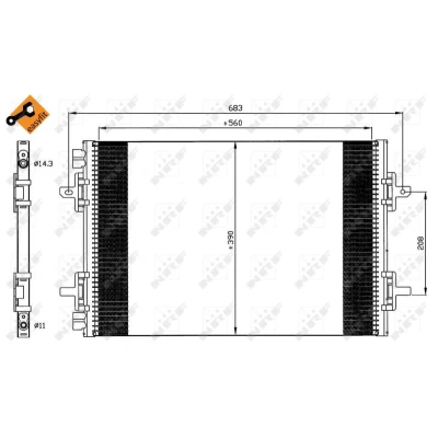 Kuva NRF EASY FIT 35634 Ilmastoinnin Lauhdutin Tiivisterenkaalla 14,3 11 Alumiini 570