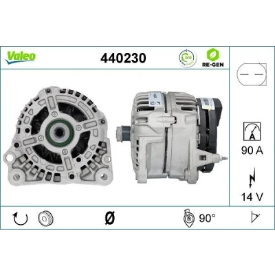 Kuva VALEO 440230 Laturi 14V 90A VOLKSWAGEN: Multivan 5 (7HM, Transporter 5, Passat B6 Variant, AUDI: A4 B5 Avant, A3 Hatchback, Sportback