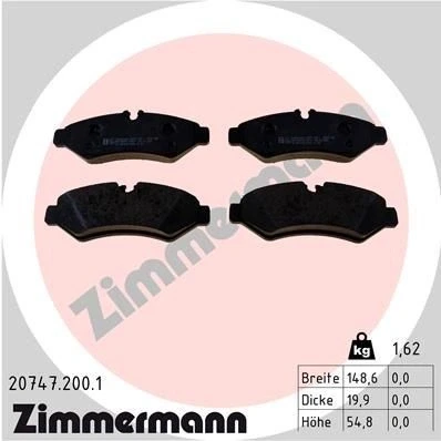 Kuva ZIMMERMANN 20747.200.1 Jarrupalat Kulumisenilmaisemelle Valokuva vastaa toimituslaajuutta MERCEDES BENZ: Sprinter 3.5 t Van, Tourer