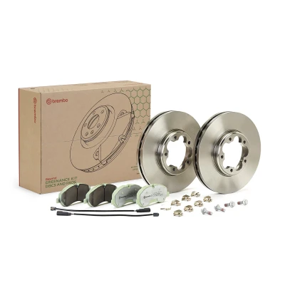 Kuva BREMBO KT 10 011 Jarrupalasarja Levyjarru tuuletettu sisältä Tarvikkeilla Jarrusatulan ruuveilla Sis. kulumisenilmaisimen