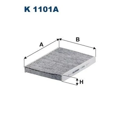 Kuva FILTRON K 1101A Raitisilmasuodatin Aktiivihiilisuodatin 215 164 25 Asennettavissa ainoastaan alkup. pidikkeellä FIAT: Punto II Hatchback