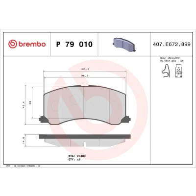 Kuva BREMBO P 79 010 Jarrupalat akustisella kulumavaroittimella Ilman tarvikkeita SUZUKI: Baleno I Sedan, Farmari