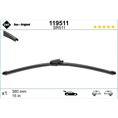 Kuva Pyyhkijänsulka Swf Visioflex 119511 380mm Takana Rungottomat VOLVO: XC90 I, XC60 BMW: X5