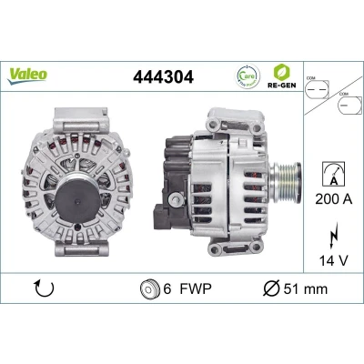 Kuva VALEO 444304 Laturi 14V 200A MERCEDES BENZ: Sprinter 3.5 T Van, Bussi