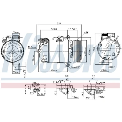 Kuva NISSENS 89483 Ilmastoinnin Kompressori CSV613 12 PAG 46 R 134a BMW: X3, 3 Compact, Sedan