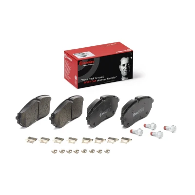 Kuva BREMBO P 85 179 Jarrupalat Kulumisenilmaisemelle Jarrusatulan ruuveilla, Huudonvaimennuspellillä Tarvikkeilla VOLKSWAGEN: Crafter Van, Bussi