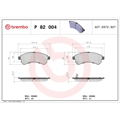 Kuva BREMBO P 82 004 Jarrupalat akustisella kulumavaroittimella Huudonvaimennuspellillä Ilman tarvikkeita AUDI: A6 C5 Avant