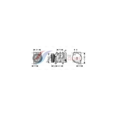 Kuva AVA COOLING SYSTEMS DNAK259 Ilmastoinnin Kompressori 7SBU17C 12V R134a PAG kompressoriöljyllä, magneettikytkimellä, ilman diodia
