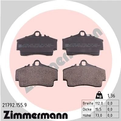 Kuva ZIMMERMANN 21792.155.9 Jarrupalat Kulumisenilmaisemelle Valokuva vastaa toimituslaajuutta PORSCHE: 911 Coupe, Boxster, Cabriolet