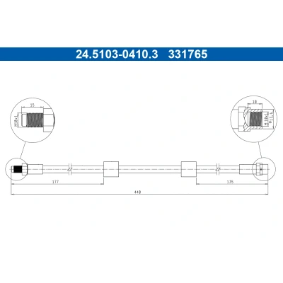Kuva ATE 24.5103 0410.3 Jarruletku 440mm M10x1mm BMW: 5 Touring, Sedan