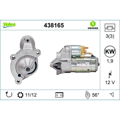 Kuva VALEO NEW ORIGINAL PART 438165 Starttimoottori 12 1,9 PEUGEOT: Boxer Van, Bussi, 508 I Sedan, CITROËN: Jumper II Van