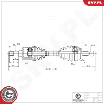 Kuva Vetoakseli, Etuakseli, vasen Esen skv 40SKV144 ford kuga i, van i OE 1502118, 1594946, 1803655