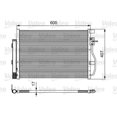 Kuva VALEO 814478 Ilmastoinnin Lauhdutin Vedenerottimella 12mm 9mm Alumiini 385mm