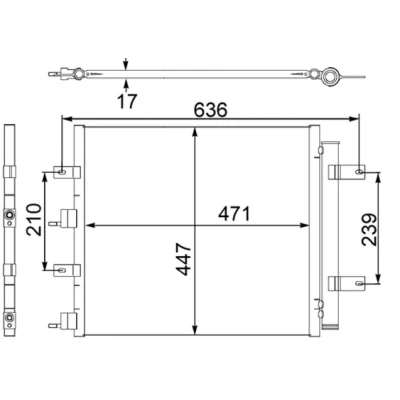 Kuva MAHLE ORIGINAL AC 481 000S Ilmastoinnin Lauhdutin Vedenerottimella, pinnaruuveilla 471, 525 JAGUAR: S Type