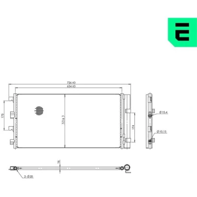 Kuva MAGNETI MARELLI 350203797000 Ilmastoinnin Lauhdutin Vedenerottimella 636x328x16 328 636 16