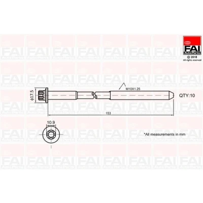 Kuva FAI AutoParts B701 Kannen Pultit Torx, ulko 10 OPEL: Astra G CC, Insignia A Sports Tourer, H Caravan, SAAB: 9 3 Farmari, 5 Sedan