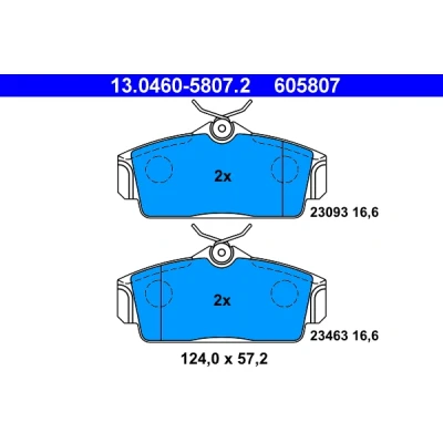 Kuva ATE 13.0460 5807.2 Jarrupalat Ilman kulumisenilmaisinta NISSAN: Almera 2 Limousine, II Hatchback, Primera Hatchback