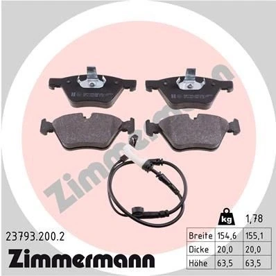 Kuva ZIMMERMANN 23793.200.2 Jarrupalat Sis. kulumisenilmaisimen Valokuva vastaa toimituslaajuutta BMW: 5 Sedan, Touring