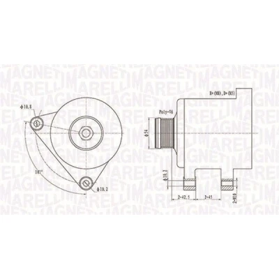 Kuva MAGNETI MARELLI 063731553010 Laturi 12V 150A PEUGEOT: 607 Sedan, Expert I Van, 406 Farmari, CITROËN: Jumper II Bussi, Xsara Farmari