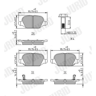 Kuva JURID 573427J Jarrupalat akustisella kulumavaroittimella Tarvikkeilla FIAT: Panda III Hatchback