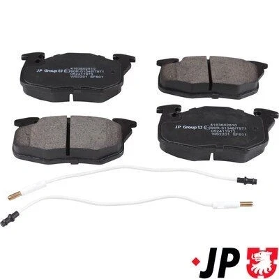 Kuva JP GROUP 4163602810 Jarrupalat Etuakseli kulumisvaroitinkoskettimella PEUGEOT: 205 II Hatchback, 106 I Hatchback