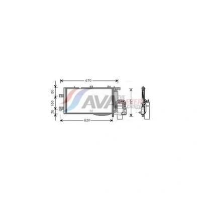 Kuva PRASCO OLA5370D Ilmastoinnin Lauhdutin Vedenerottimella 11,8 8,3 Alumiini 540 R 134a