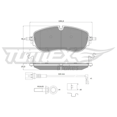 Kuva TOMEX brakes TX 60 00 Jarrupalat Etuakseli Sis. kulumisenilmaisimen Jarrusatulan ruuveilla Tarvikkeilla SKODA: Enyaq IV SUV