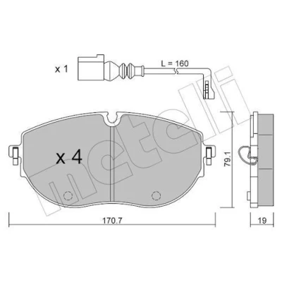 Kuva METELLI 22 1322 0 Jarrupalat Kulumisenilmaisemelle VOLKSWAGEN: Multivan 6, Transporter 6 Bus,