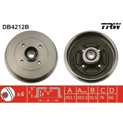Kuva TRW DB4212B Jarrurumpu laakerilla, ilman ABS sensorirengasta