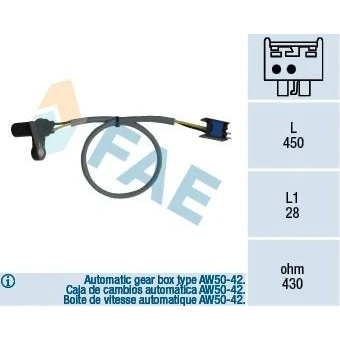 Kuva Kierroslukusensori, automaattivaihteisto VOLVO 850, 850 Kombi, C70 Cabriolet I, Coupé S70, V70 II OE 3515266, 7700801669