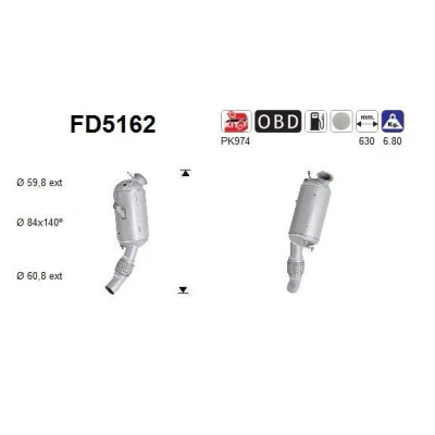 Kuva AS FD5162 Hiukkassuodatin Euro 5 Kordieriitti