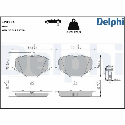 Kuva DELPHI LP3701 Jarrupalat Kulumisenilmaisemelle Huudonvaimennuspellillä Tarvikkeilla MERCEDES BENZ: GLE, G sarja, GLE Coupe
