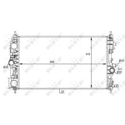 Kuva NRF 59076 Jäähdytin Alumiini 650 415 27 Jäähdytysrivat juotetut