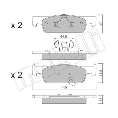Kuva METELLI 22 0975 2 Jarrupalat akustisella kulumavaroittimella SMART: Forfour II Hatchback