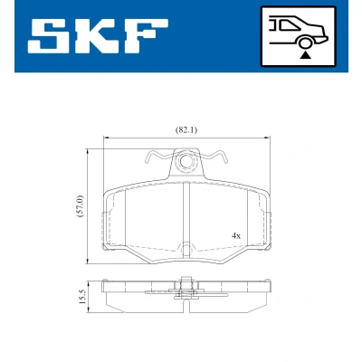 Kuva SKF VKBP 90354 Jarrupalat Ei kulumisenilmaisimelle