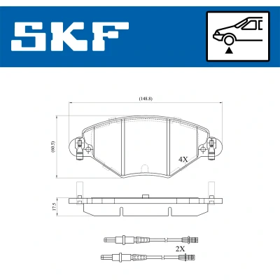 Kuva SKF VKBP 80463 E Jarrupalat Sis. kulumisenilmaisimen CITROËN: C5 I Hatchback