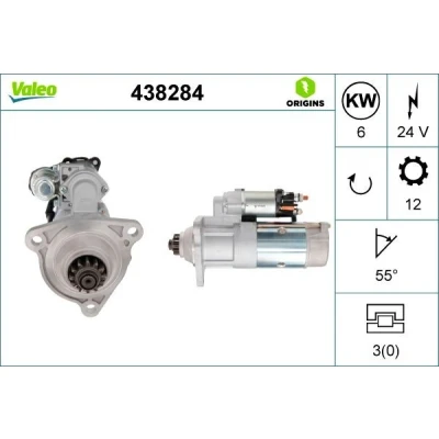 Kuva VALEO 438284 Starttimoottori 24V 6kW 12 NO R 55 NEW ORIGINAL PART SCANIA: P,G,R,T series