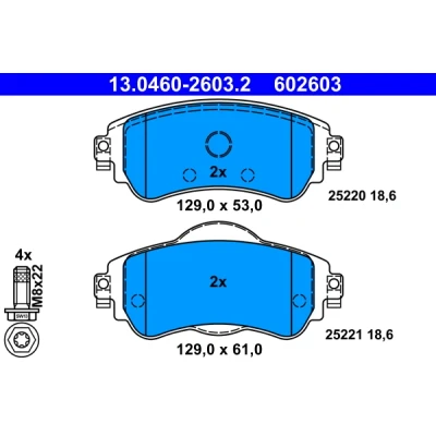 Kuva ATE 13.0460 2603.2 Jarrupalat Ilman kulumisenilmaisinta Jarrusatulan ruuveilla CITROËN: C4 II Hatchback